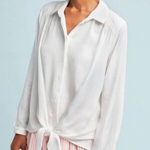 Anthropologie Maeve Tuesday Tie Front Button Down
